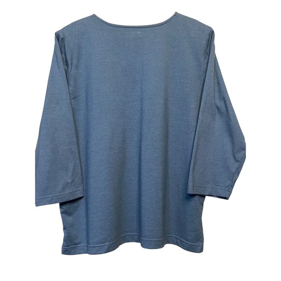 Alfred Dunner Women Blue Embellished Sequin Neckline 3/4 Sleeve Top L  Popover - Picture 5 of 14